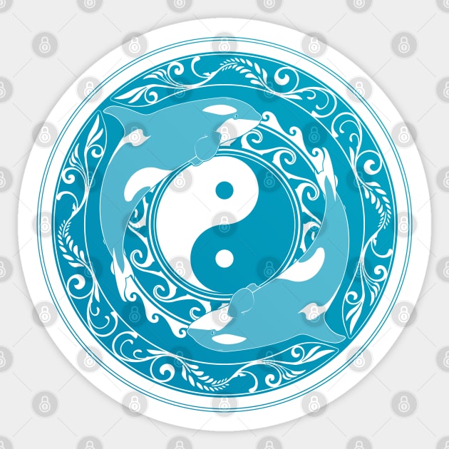 Yin and Yang Orcas Sticker by NicGrayTees